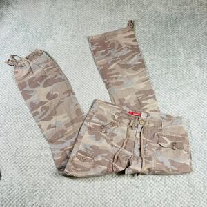 Vintage y2k unionbay low rise boot cut camo cargo tie waist pants wmns 12 comfy